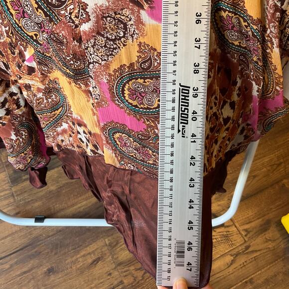 Midnight Velvet Big Girl Maxi Dress size 16W Short Sleeve V-neck Floral Tan Pink - Picture 6 of 11